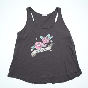 Women's XL Tank Top Insomniax Tank Top Charcoal Gray Rose Love Tattoo